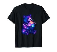 Oso Nocturno cósmico con Coloridas Flores espaciales Camiseta