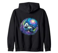 Oso panda celestial descansando en una luna creciente lunar Sudadera con Capucha
