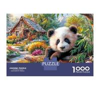 Oso Panda Gigante En el Jardín de los Cuentos de Hadas Puzzles 1000 Piezas Entretenimiento Creativo Colores Variados Regalos para Hombres Niños De 8 A 12 Años 38x26cm/1000pcs