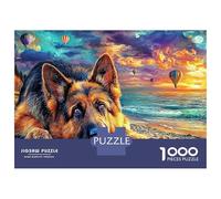 Oso Panda Gigante Jigsaw German Shepherd on Beach Puzzle Mil Piezas Papel para Entusiastas - Resistente A Doblar Ocio Premium Mejora Concentración 52x38cm/1000pcs