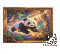 Oso Panda Gigante Puzzle de 1000 Piezas Papel Puzzle para Adultos Bosque Fantástico Escena de Luz Relajación Hogar Decoración Regalo 52x38cm/1000pcs
