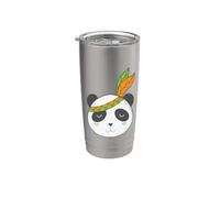 Oso panda indígena con tocado y plumas Vaso térmico de acero inoxidable de doble pared