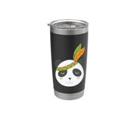 Oso panda indígena con tocado y plumas Vaso térmico de acero inoxidable de doble pared