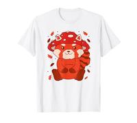 Oso Panda rojo hojas de otoño Camiseta