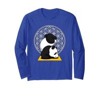 Oso Panda Zen Yoga Namaste Flor de la Vida geometría Sagrada Manga Larga, Unisex para Adultos, Azul Real, L