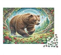 Oso Pardo 1000 Piezas para Adultos Adolescentes: Oso Pardo en Huerto de Manzanas Juego Educativo para Decoración Pared 52x38cm/1000 Piezas
