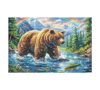 Oso Pardo Bosque Arroyo Naturaleza Exterior Naturaleza Salvaje Puzzle 1000 Piezas Colorido Cartón Rompecabezas Familiar para Toda La Familia Juguete Educativo 3D Maquetas Construir 1000 PCS