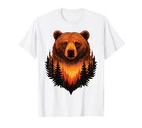 Oso Pardo Bosque Puesta del Sol Artístico Vida Silvestre Naturaleza Camiseta