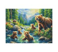 Oso Pardo Madre y Sus crías Rompecabezas 500 Piezas Cartón para Expertos Mejora Atención para Semana Santa Garantía Satisfacción Más Vendido 500 PCS/52×38cm