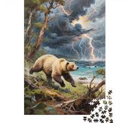 Oso Pardo Playa Relámpago Puzzle 1000 Piezas Impresión De Alta Definición, Puzzle De Madera, para Adultos Y Niños 14+, Rompecabezas Entretenimiento Creativo, Pasatiempo Creativo 1000pcs (75x50cm)