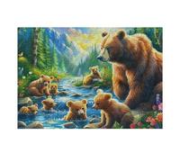 Oso Pardo Puzzles 300 Piezas Alivio Estrés Mental Animales Lindos Rompecabezas 3D para Toda La Familia Juguete Educativo Desafío Intelectual 300 PCS