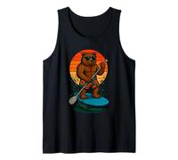 Oso Pardo remando con Gafas de Sol para Remo de Playa Camiseta sin Mangas