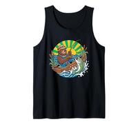 Oso Pesca Bajo Barco Lago Pescador Dibujos Anim Camiseta sin Mangas