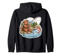 Oso Pesca Pescador Pescador Pescador Naturaleza Lago R Sudadera con Capucha