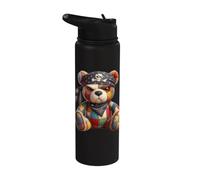 Oso Pirata Patchwork - Aventura y Estilo Stainless Steel Insulated Water Bottle