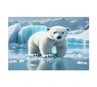 Oso polar 1000 piezas rompecabezas de madera para adultos con niños, rompecabezas imposible, juego de habilidad para toda la familia (75×50cm)