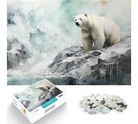 Oso Polar Blanco Glaciar Rompecabezas de 2000 Piezas para Adolescentes Difícil Difícil Decoración de Pared cumpleaños y Navidad 70x100cm