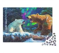 Oso Polar Bosque ártico Puzzle de 1000 Piezas Papel para Adultos Aurora Silvestre Relajación Concentración Familia Regalo Decoración Hogar 52x38cm/1000pcs