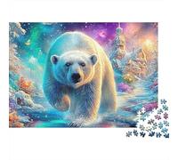 Oso Polar Caminando a través de la Corriente Puzzle De 1000 Piezas Polar Bear Pattern Cartón Reciclado, Juego De Ingenio 38x26cm/1000pcs