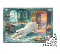 Oso Polar Cocina Mágica Puzzle de 1000 Piezas Papel Puzzle para Adultos Hogar de Ensueño Relajante Decoración Dinámica Familiar 52x38cm/1000pcs