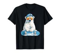 Oso Polar con Gorra y Gafas de Sol Estilo Camiseta