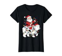 Oso Polar de Navidad, Santa Montando Oso Blanco Camiseta gráfica económica, Mujer, Negro, M