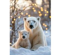 Oso Polar Diamond Painting, Blanco Diamond Painting Adultos, 5D Pintura Diamante NiñOs, Full Drill círculo Cristal Gem Conjunto De ArtesaníA Principiantes, Decoracion Navidad Interior 50x70cm 0U-949