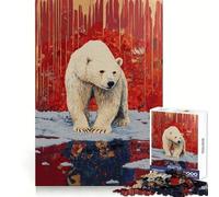 Oso Polar enjaulado sobre Hielo Rompecabezas de 1000 Piezas para Adolescentes Juguete para ejercitar la Mente Juego Relajante Corte Premium (38x26cm)