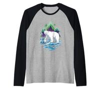 Oso Polar Iceberg Aurora Boreal Camiseta Manga Raglan