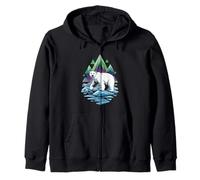 Oso Polar Iceberg Aurora Boreal Sudadera con Capucha