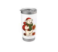 Oso polar navideño con bufanda y saco Vaso térmico de acero inoxidable de doble pared