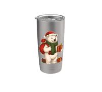 Oso polar navideño con bufanda y saco Vaso térmico de acero inoxidable de doble pared