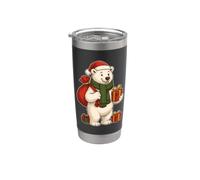 Oso polar navideño con bufanda y saco Vaso térmico de acero inoxidable de doble pared