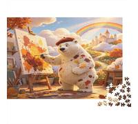 Oso Polar Pintor Escena de otoño de fantasía Puzzle de 1000 Piezas Papel Puzzle para Adultos Relajación Decoración Regalo Familiar 38x26cm/1000pcs