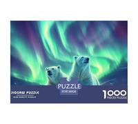 Oso Polar-Puzle De 1000 Piezas-Rompecabezas DIY con Northern Lights, Entretenimiento Creativo, para Adultos Y Niños Mayores De 12 Años, Multicolor (38x26cm/1000pcs)