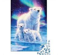 Oso Polar Puzzle de 1000 Piezas Papel para Adultos Auroras Boreales Escena de Hielo Ártico Juego de Puzzle 1000 Piezas Relajación Decoración Hogar Regalo 70x50cm/1000pcs
