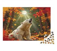 Oso Polar Puzzle de 1000 Piezas Papel para Adultos Bosque Otoñal Luz Solar Puzzle para Toda la Familia Relajación Decoración Regalo Enfocar 38x26cm/1000pcs