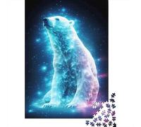 Oso Polar Puzzle de 1000 Piezas Papel para Adultos Escena Noche Estrellada Ensoñadora Relajación Hogar Interacción Familiar Regalo 52x38cm/1000pcs