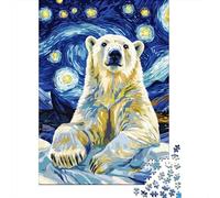 Oso Polar Puzzle de 1000 Piezas Papel para Adultos Estilo Noche Estrellada Artístico Juego de Puzzle 1000 Piezas Puzzle para Toda la Familia Decoración Regalo 52x38cm/1000pcs