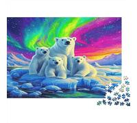 Oso Polar Puzzle de 1000 Piezas Papel para Adultos Noche de Auroras Juego de Puzzle 1000 Piezas Relajante Decoración Hogar Regalo 70x50cm/1000pcs