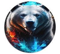 Oso Polar Puzzle de 1000 Piezas Redondo Papel para Adultos Estilo Fuego Hielo