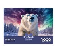 Oso Polar- Rompecabezas De 1000 Piezas para Adultos - Northern Lights Rompecabezas Desafiante Noches De Juegos - El Tamaño Final Es De 70x50cm/1000pcs