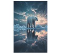 Oso polar rompecabezas de madera 1000 piezas para adultos y niños, rompecabezas imposible, juego de paciencia colorido a partir de 12 años (78×53cm)