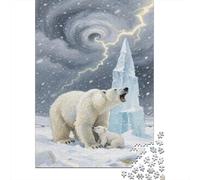 Oso Polar Rompecabezas Imposible,desafío for Adults Tormenta Ártica Lightning Entretenimiento Creativo 1000 Piezas Obra De Arte De Juego De para Adultos Y Niños 1000pcs (75x50cm)