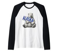Oso Polar sosteniendo Cartel de Alaska Vintage Amante de Alaska Camiseta Manga Raglan