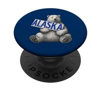 Oso Polar sosteniendo Cartel de Alaska Vintage Amante de Alaska PopSockets PopGrip Adhesivo