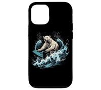 Oso Polar Surfing Wave en Tabla de Surf Playa Amante del Oso Polar Carcasa para iPhone 12/12 Pro