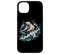 Oso Polar Surfing Wave en Tabla de Surf Playa Amante del Oso Polar Carcasa para iPhone 14 Plus