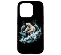 Oso Polar Surfing Wave en Tabla de Surf Playa Amante del Oso Polar Carcasa para iPhone 15 Pro
