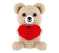 Oso positivo con corazón, regalos de abrazo de bolsillo para ella, animales de ganchillo positivos, regalos de buena suerte para mujer esposa novia navidad año nuevo cumpleaños día de San Valentín